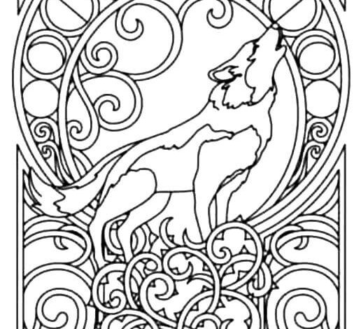 Wolf Stained Glass Coloring Page