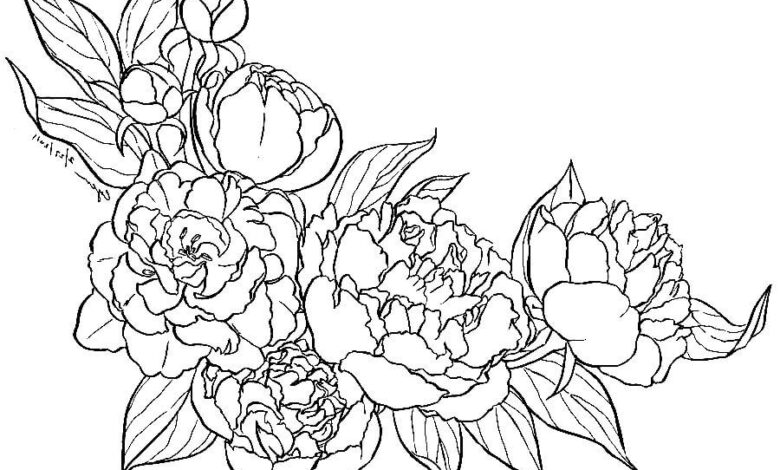 Adult Flowers Coloring Page