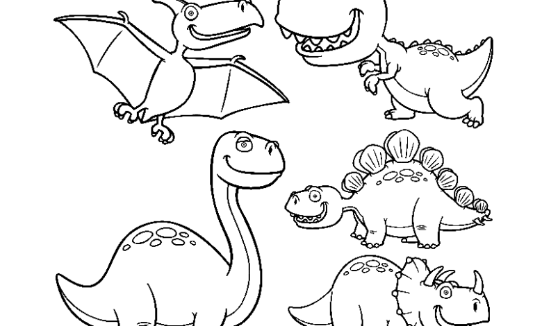 Cute Dinosaur Coloring Page