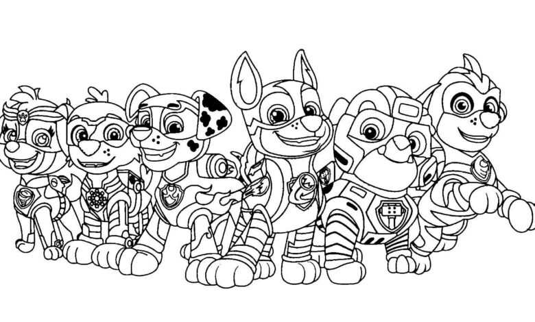 Cute Dogs Paw Patrol Coloring Page