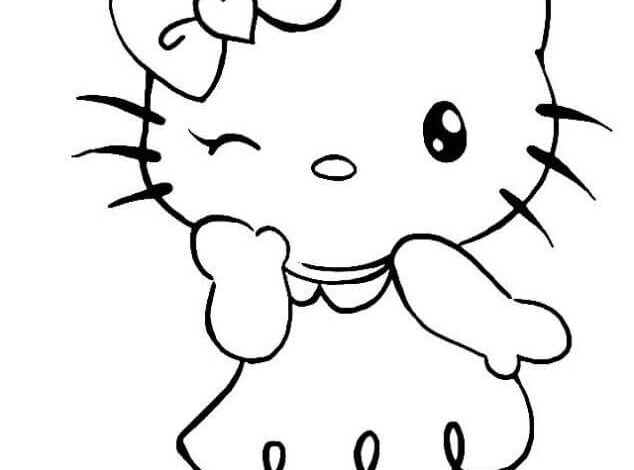 Cute Hello Kitty Coloring Page