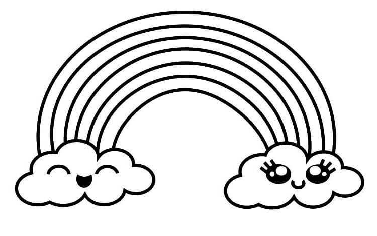 Cute Rainbow Coloring Page