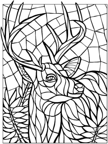 Deer Mosaic Coloring Page
