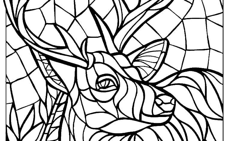 Deer Mosaic Coloring Page