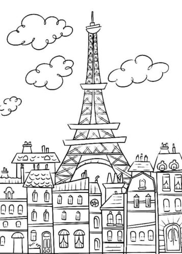 Eiffel Tower Coloring Page