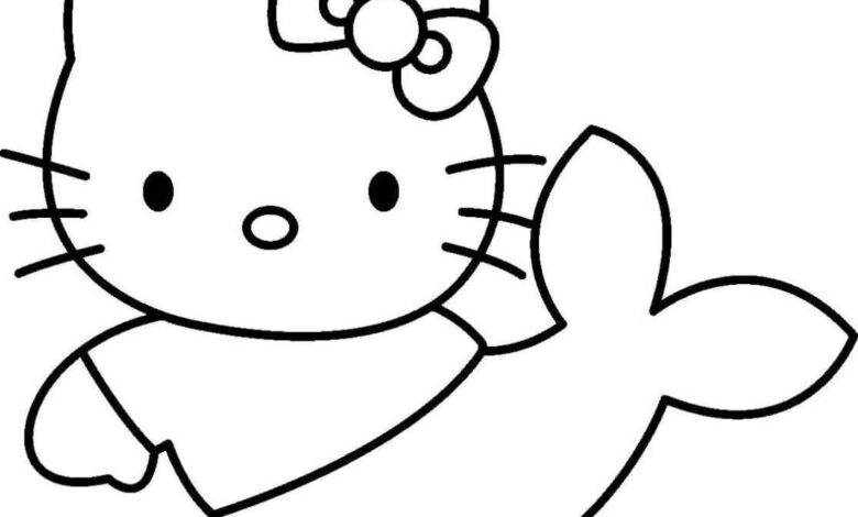 Fish Hello Kitty Coloring Page