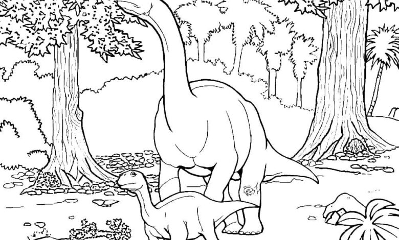 Forest Dinosaur Coloring Page