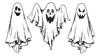 Ghosts Spooky Coloring Page