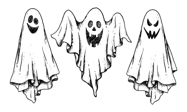 Ghosts Spooky Coloring Page