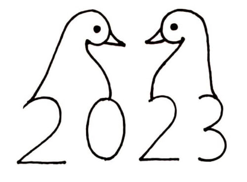 Happy New Year 2023 Peacock Coloring Page