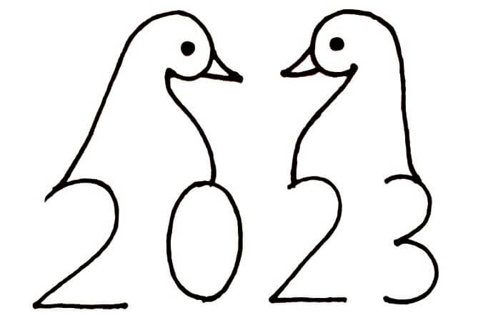 Happy New Year 2023 Peacock Coloring Page