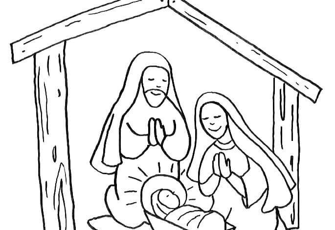 Nativity Scene Coloring Page
