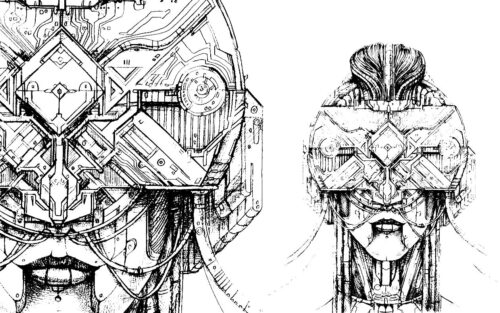 Robotic Woman Coloring Pages for Adults