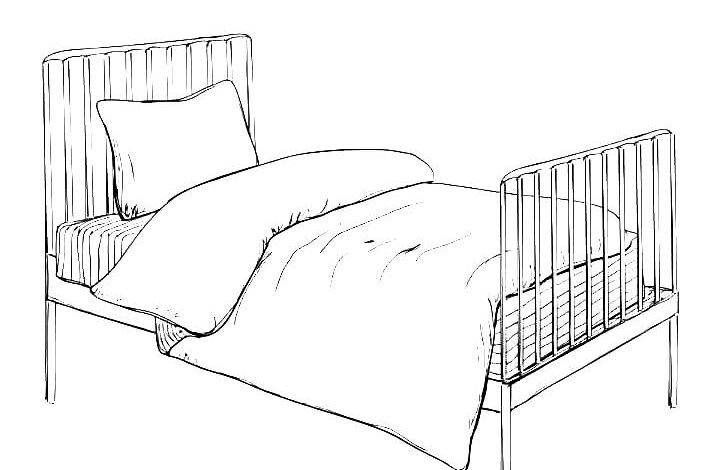 Simple Bed Coloring Page