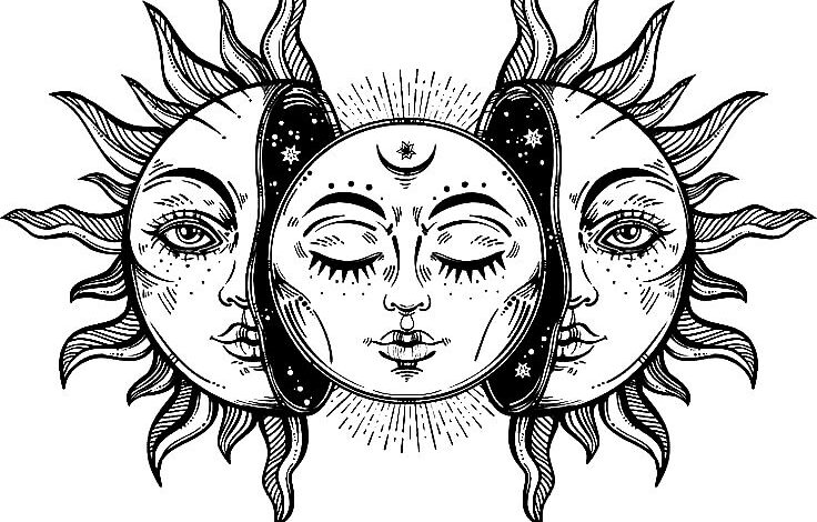Sun Moon Coloring Page