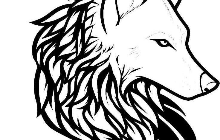Wolf Tattoo Coloring Page