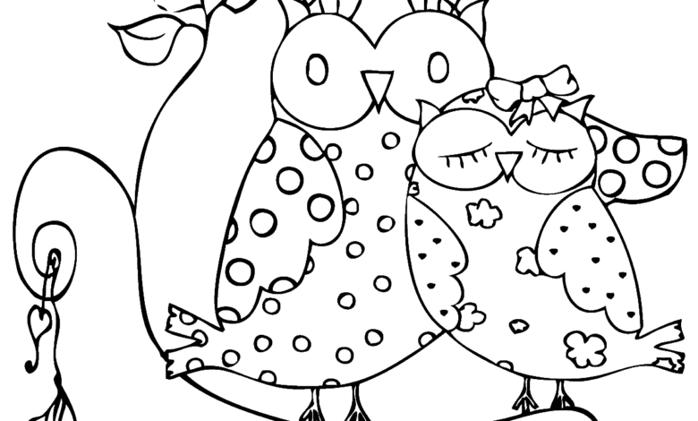 Aesthetic Owls Coloring Page