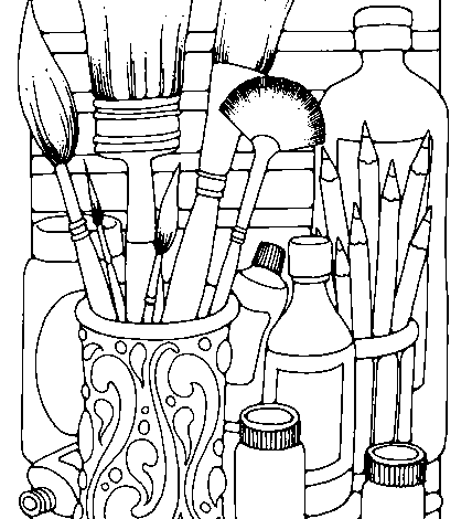 Aesthetic Painting Brushes Coloring Page