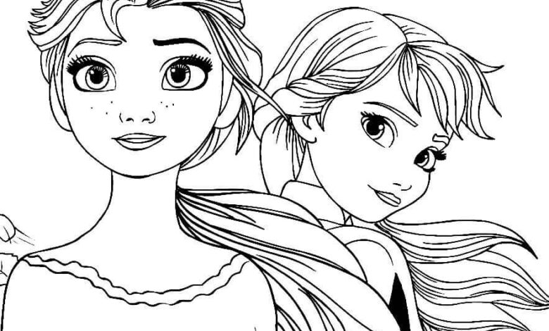 Anna Elsa Frozen Coloring Page