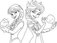 Anna Elsa Frozen Snowball Coloring Page