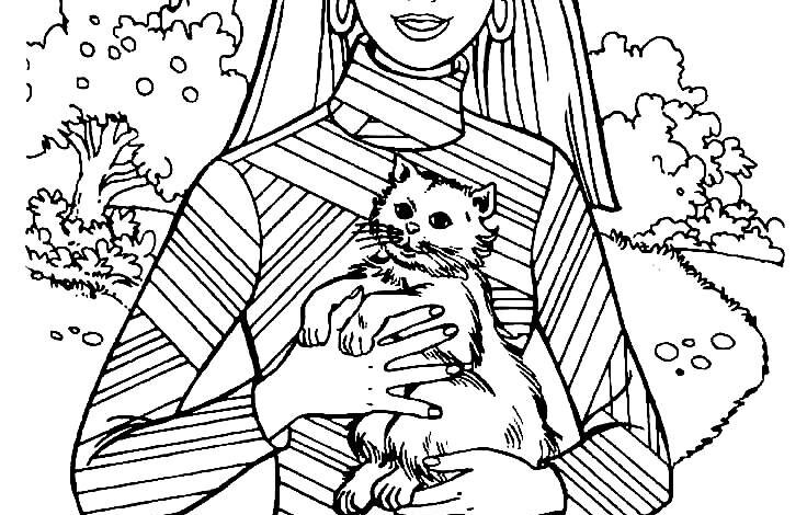 Barbie Cat Coloring Page