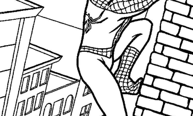 Climbing Spiderman Coloring Page