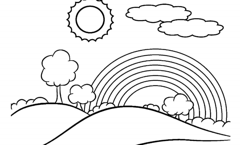 Clouds Sun Sky Summer Coloring Page