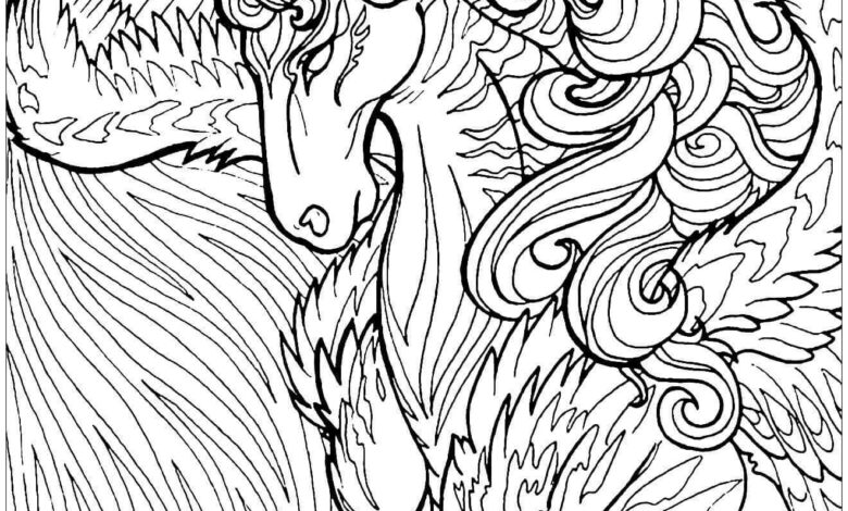 Complex Unicorn Coloring Page