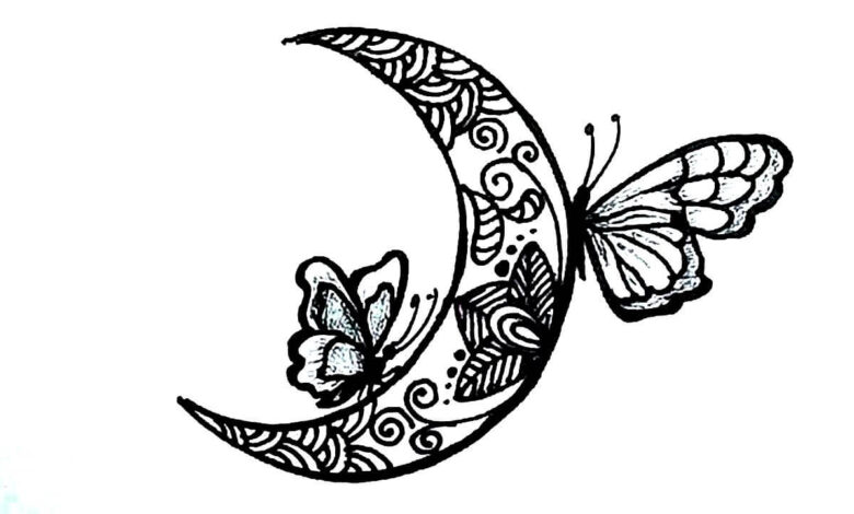 Crescent Butterflies Coloring Page
