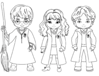 Cute Harry Potter Friends Coloring Page