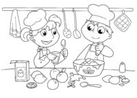 Cute Kitchen Coloring Page