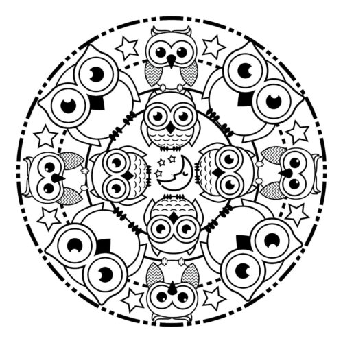 Cute Owl Cycle Coloring Page