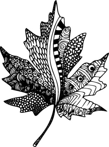 Dark Leaf Patterns Coloring Page