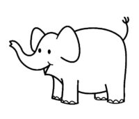 Easy Cute Elephant Coloring Page