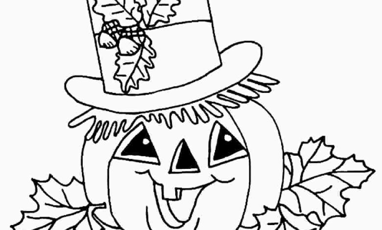 Easy Halloween Pumpkins Coloring Page