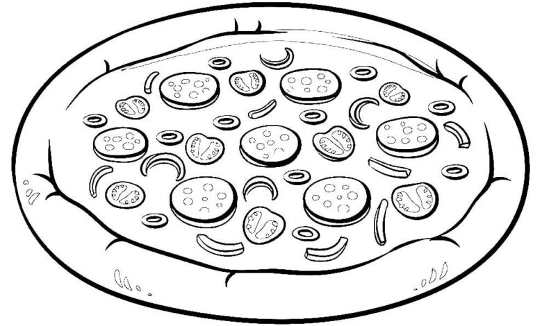 Easy Pizza Coloring Page