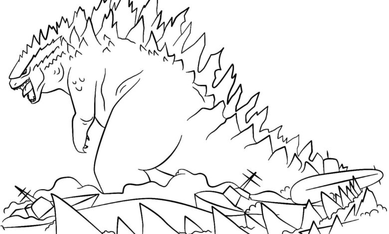 Full Page Godzilla Coloring Page