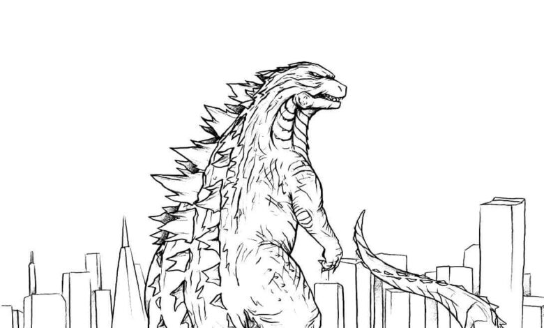Godzilla City Coloring Page
