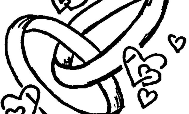 Hearts Wedding Coloring Page
