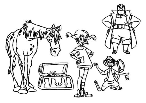 Monkey Horse Pippi Longstocking Coloring Page