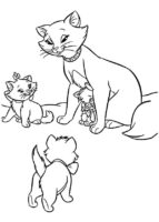 Mother Pussy Kittens Coloring Page