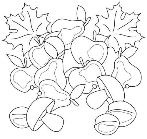 Mushrooms Fall Coloring Page