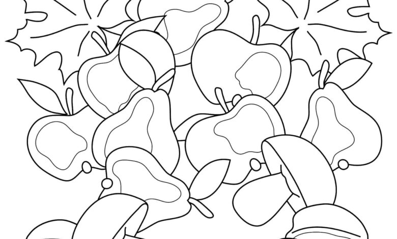 Mushrooms Fall Coloring Page