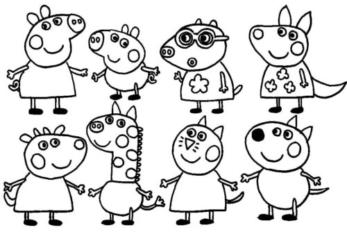 Peppa Pig Friends Coloring Page