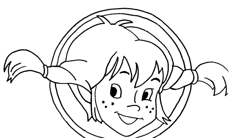 Pippi Longstocking Hair Head Coloring Page