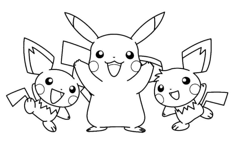 Pokemon Pichu Pikachu Coloring Page
