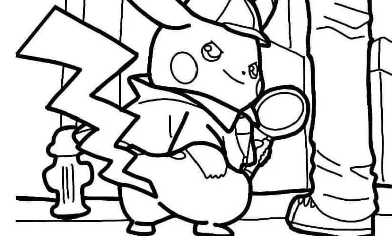 Pokemon Sly Pikachu Coloring Page
