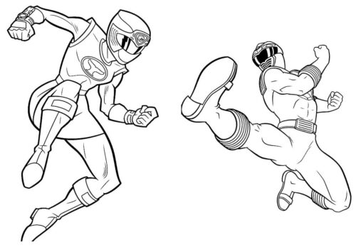 Power Rangers Jumping Coloring Page