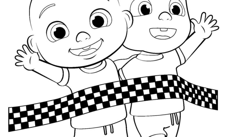 Racing Cocomelon Coloring Page