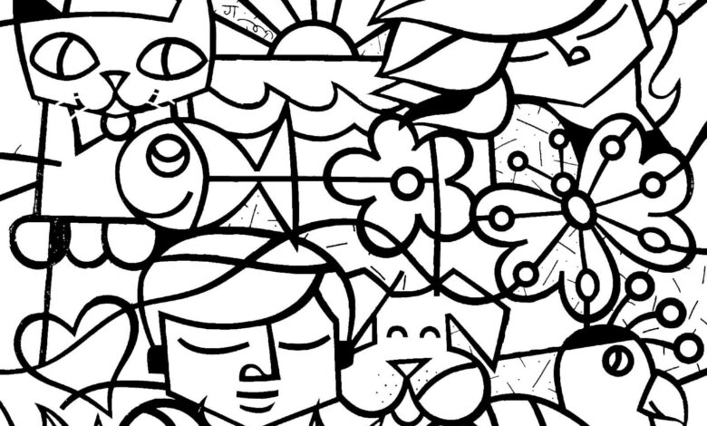 Romero Britto Coloring Page